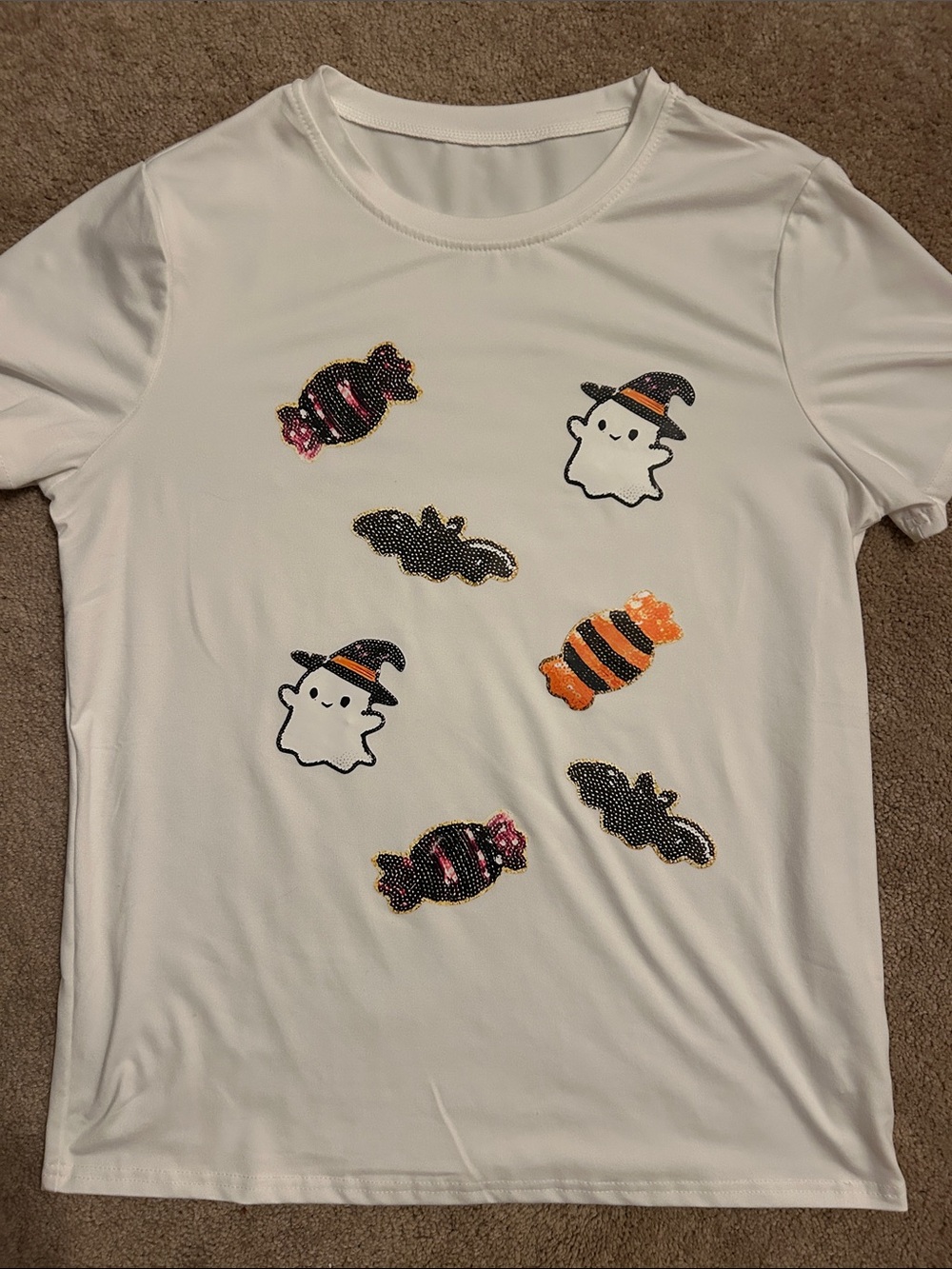 Shein White 👻 Halloween 🎃 Ghost & Candy 🍬 Tee